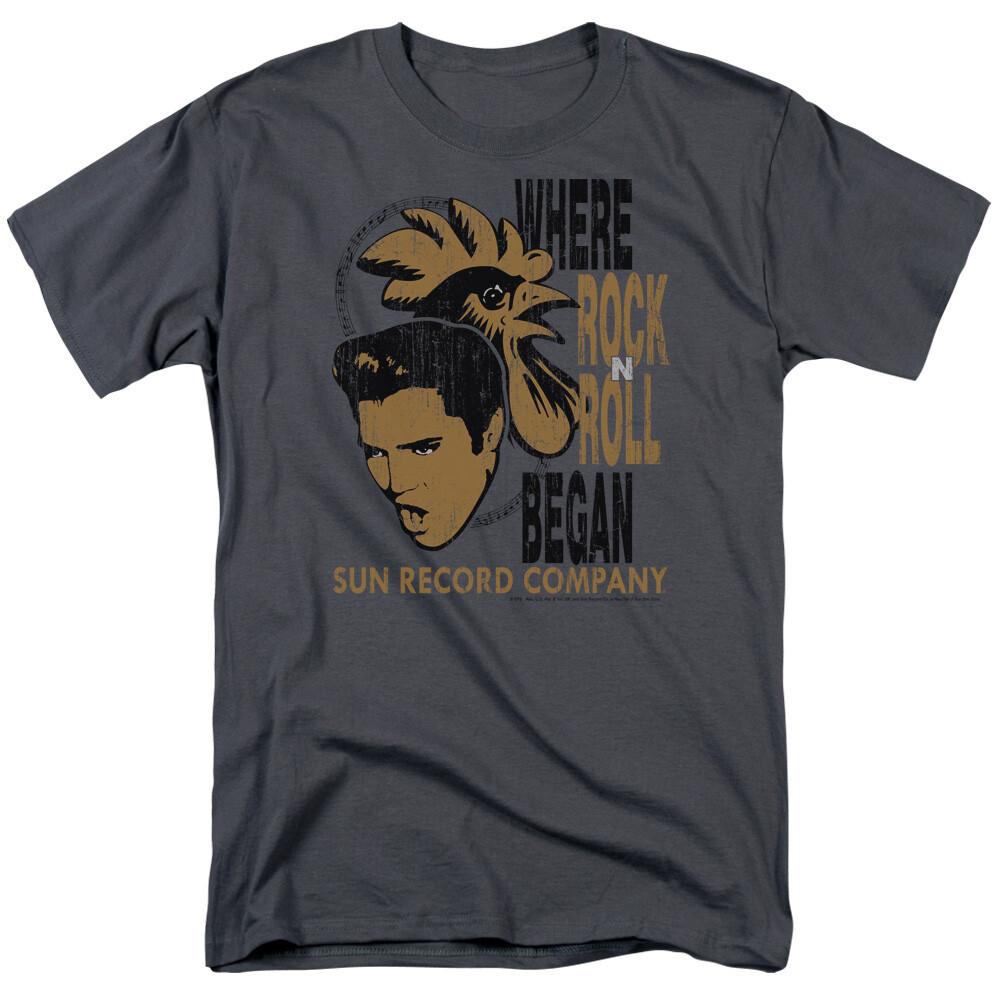 Elvis Presley Elvis and Rooster T-shirt Mens Licensed The King Tee Charcoal XXL