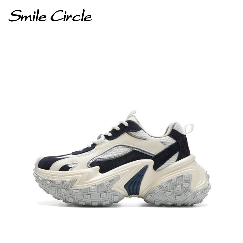 Fashion Women Sneakers Round Toe Lace Up Trainers Comfortable Casual Thick Bottom Shoes