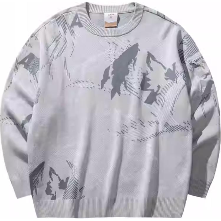 Anta Lifestyle Series Printed Round Neck Comfortable Breathable Versatile Loose Long Sleeve Sweater Men sweater Saint-Heart-Gray 152448717-1