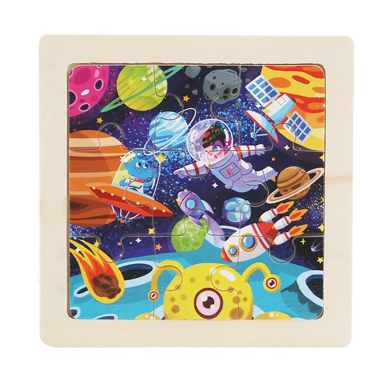 9-Piece Wooden Cartoon Animal Transport Jigsaw Toy for Early Education