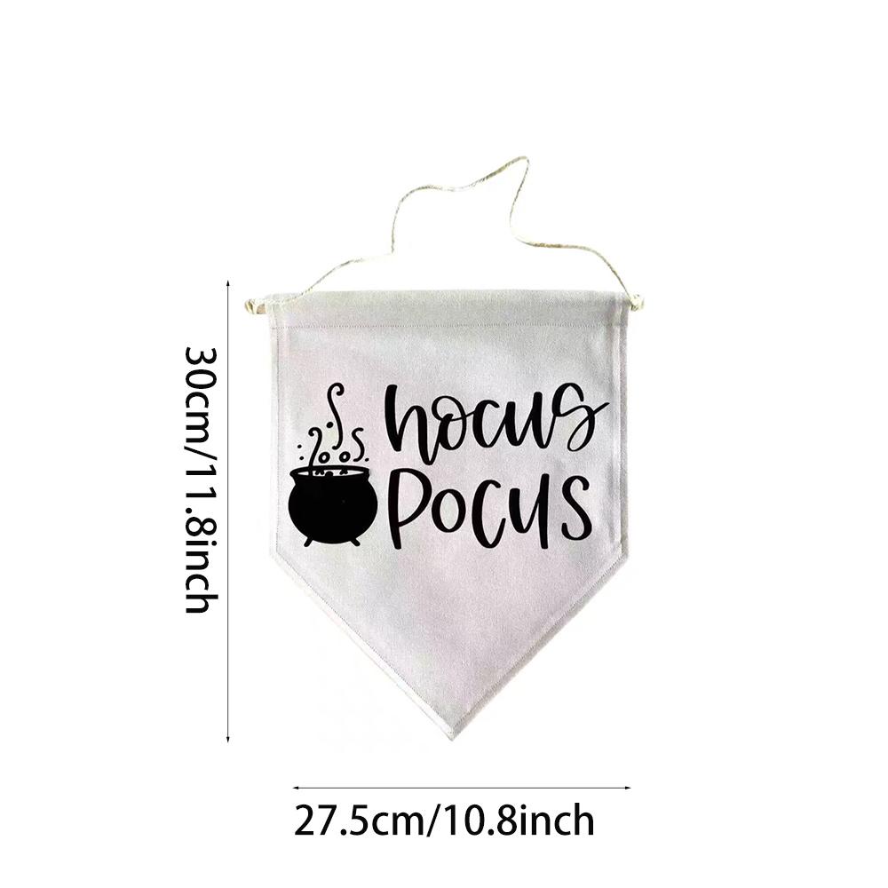 Hocus Pocus Fall Party Decorations Supplies Pennant Flag Halloween Home Decor Canvas Banner Halloween Sign Hanging Wall Art