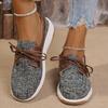 Fashion Women's Vintage Lace Up Platform Loafers Brown PU Leather Casual Shoes Woman Lightweight Comfortable Low Top Sneakers Plus Size