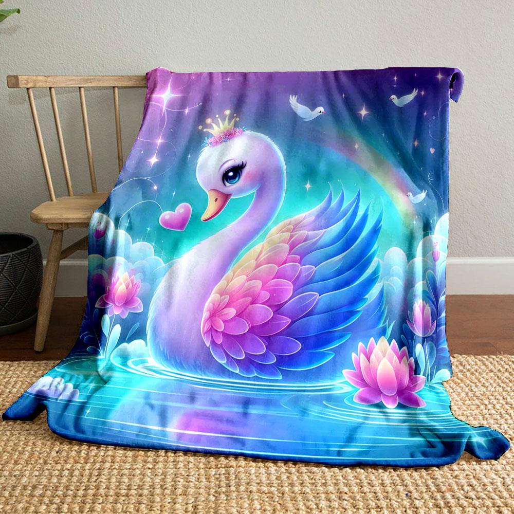 Majestic Swan with Rainbow Wings print blanket soft and cozy perfect for the living room bed sofa or a nap,gift
