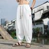 Chinese Style Beach Pants Men's Loose, Wide Leg, Leg Tied Cropped Pants