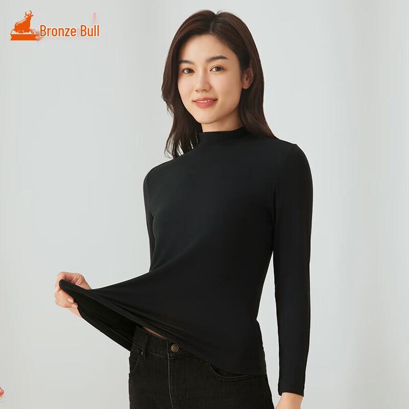 Tongniu Women's Cotton Modal Stretch Half-Turtleneck Base Layer