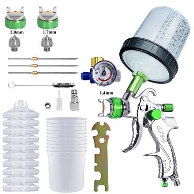 HVLP Spay Gun 1.4/1.7/2.0mm Nozzle Gravity Airbrush For Car Painting Tool 10pcs 600ml No Clean Disposable Measuring Cup