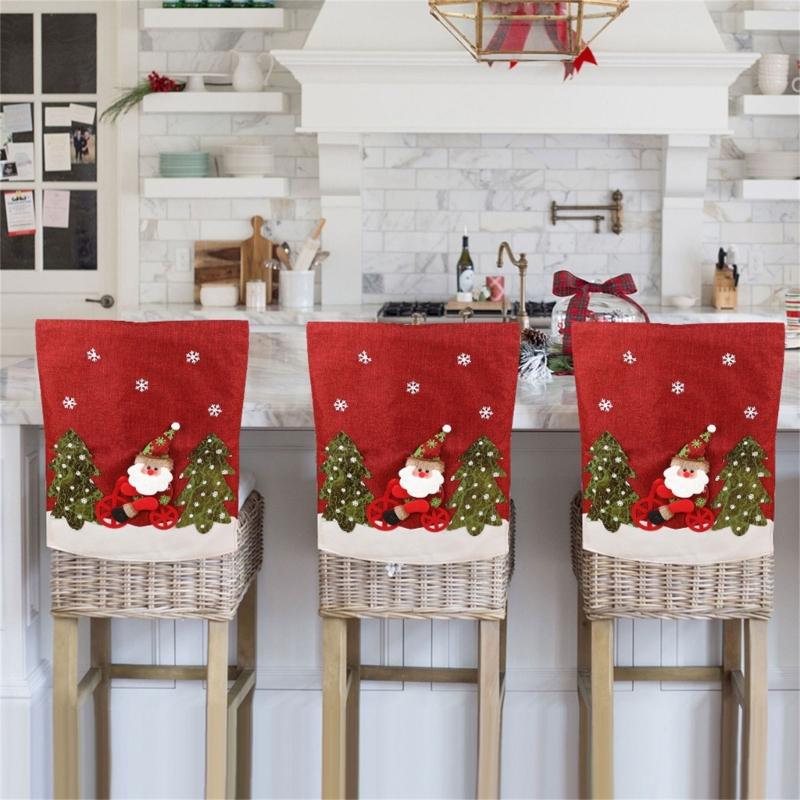 Roter Weihnachtsmann Schneemann Rentier Hut Stuhlbezug Weiche Filze Überwurf für Weihnachtsfeiertage Esszimmerdekoration