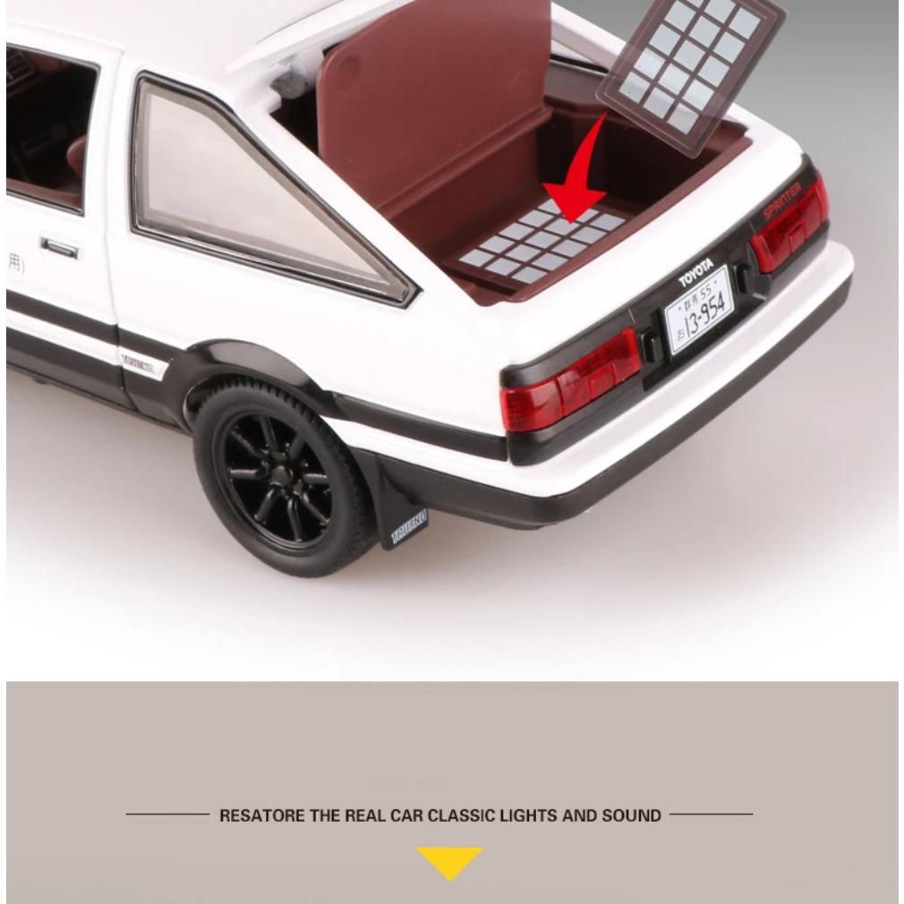 1/20 Movie Car INITIAL D Toyota AE86 Alloy Car Model Diecast & Toy Vehicles Metal Car Model Simulation Sound Light Toy Gift