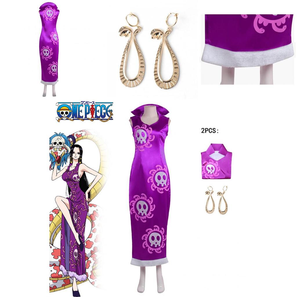 Costume Cosplay Boa Hancock di One Piece in Tessuto Raso per Festa di Halloween