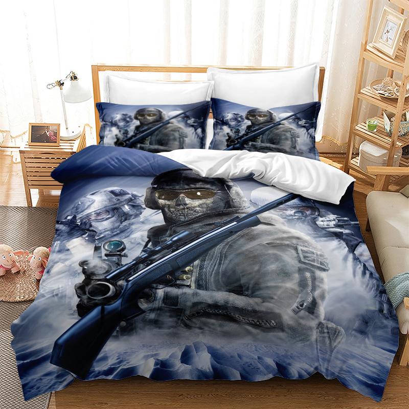 Home Bedding Film Theme Single Bed Double Bed Full Size Military Gun Pillowcase and Quilt Cover 2/3 Sets of Adult and Child Bedroom Bedding