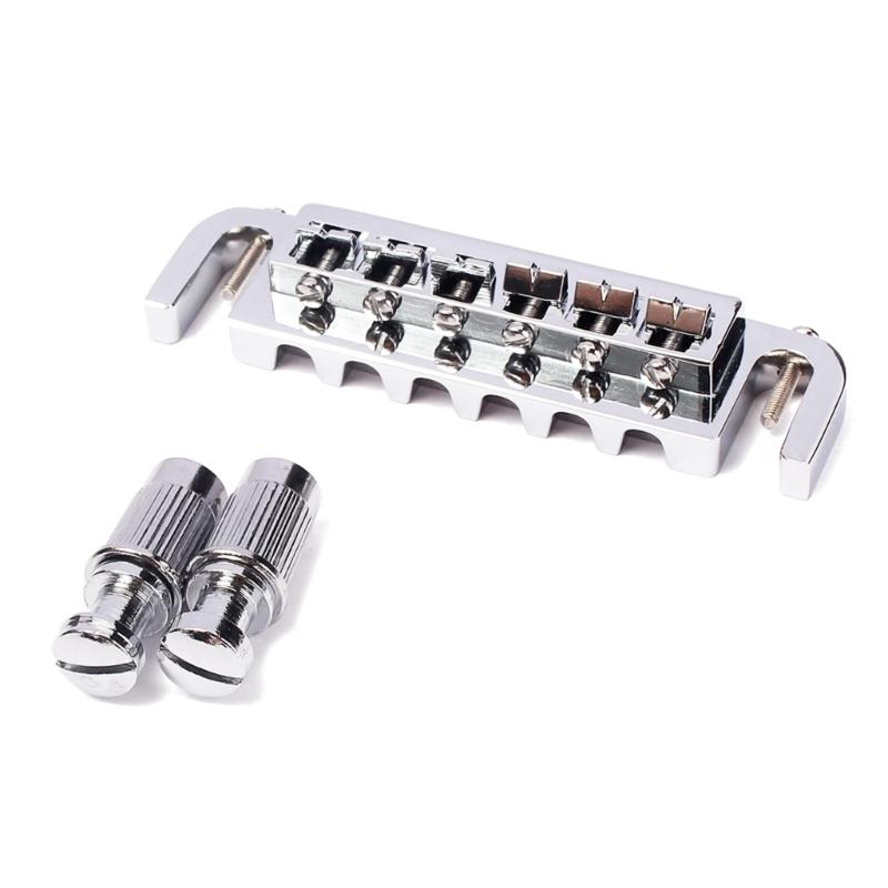 Verstellbare Wraparound-Gitarrenbrücke Kombinierter Brücken-Saitenhalter-Satz mit Rollen für LP-Stil E-Gitarren-Teile Chrom