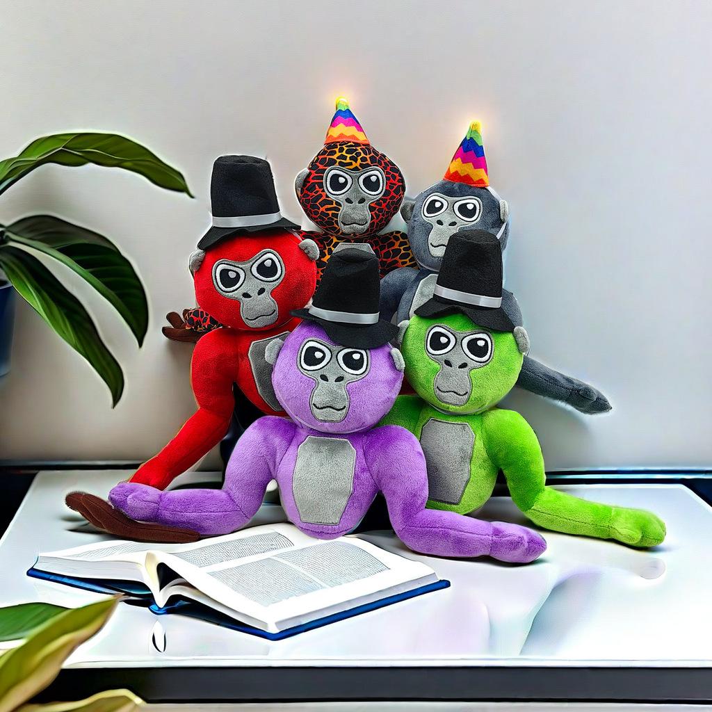 

2024 Colorful Gray Gorilla Tag Plush Toy 21cm