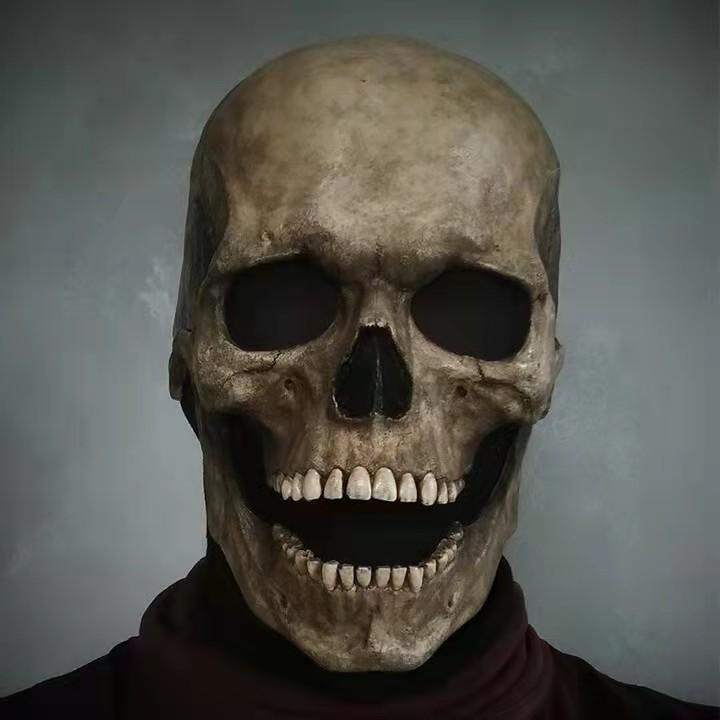 Halloween Decorations Scary Moving Jaw Open Mouth Head Creepy Latex Adult Face Horror Cosplay for Party Props