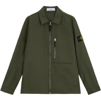 STONE ISLAND Jednolity Kolor Naszywka Kieszeń na Piersi Zamek Kołnierz Kurtka z Długim Rękawem Kurtka Męska Zielona 811511103-V0059
