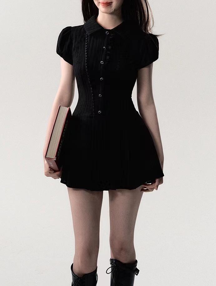 2024 Neues Puppenkragenkleid: Altersreduzierender A-Linien-Rock mit kurz- oder langärmligem Hemd