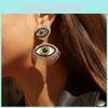 Chic Alloy Earrings With Rhinestones And Beads Stylish Devils Eye Design
