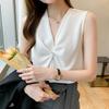 Blouses for Sleeveless Cut and Tank Summer Loose Office Cool To the Cool [SeiunAn] Women, Shirts, Tops, Summer, Chiffon, V-neck, Sewn, Neat, Top,