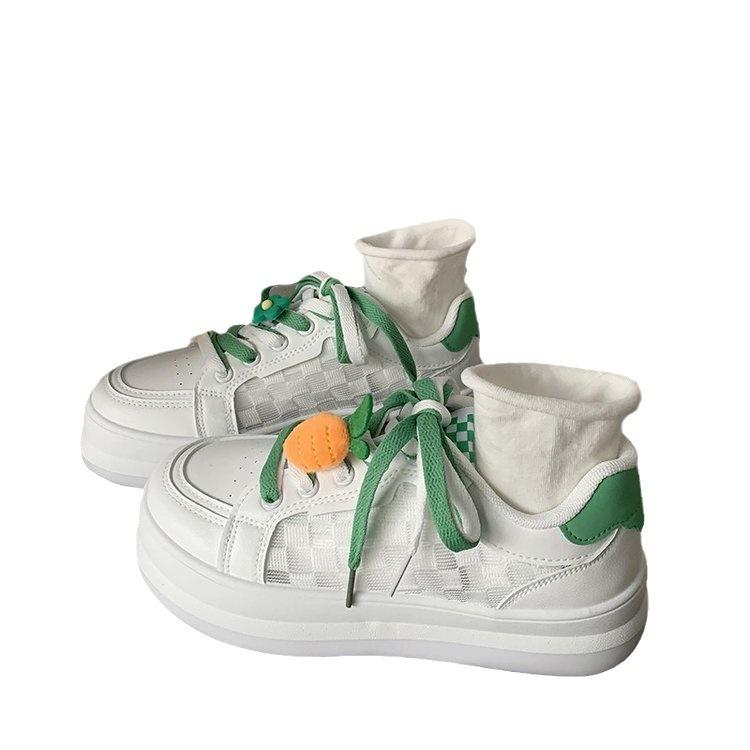 Summer New Mesh Breathable Color-Blocking Lace-up Women's Shoes Fashionable Student Lightweight Casual Sports White Shoes Women's Shoes