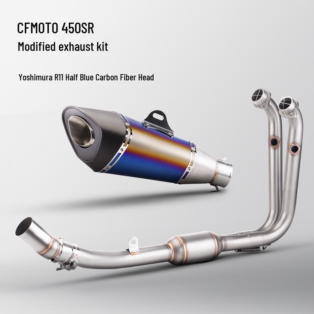 CFMOTO 450SR Stainless Steel Exhaust Pipe: Front, Middle, and SC Tail Sections for Motorcycles.