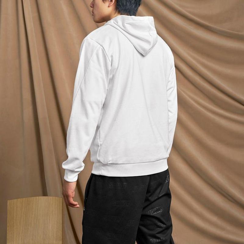 adidas Embossed Polar Fleece Hoodie With Letter Logo Print Long Sleeve Men Hoodies White HY1278