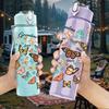 1PC Heart Shaped Mixed Butterfly Print 750ml Color Plastic Sports Water Bottle Leakproof Flip Straw Lid Suitable for Sports Office Home Use
