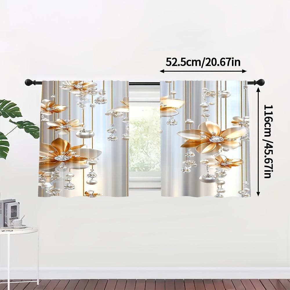 Set Of 2 Elegant Vintage Floral Curtains Polyester Kitchen Living Room Bedroom Curtain Darkening Machine Washable Ideal For Sitting