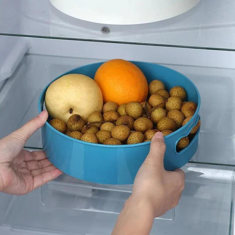 Plastic Turntable Storage Tray Fruit Snack Dried Plate Multifunctional Desktop Organizer 360° Rotating Storage Home Kitchen Tool