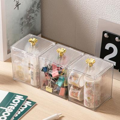 Organisateur de Rangement Maquillage Pot Salle de Bain Rangement Coton-Tige Récipient Carré Boîte de Rangement Coton Démaquillant Boîte Coton Cosmétique