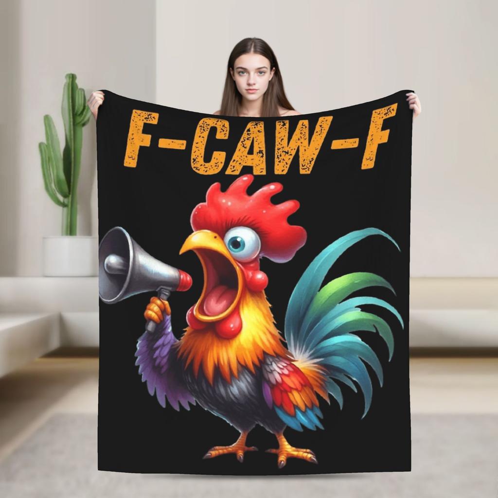 Warm Soft Blanket Girls Boys Picnic F-Caw-F Chicken Cartoon Bedding Throws Flannel Bedspread For Living Room Sofa Bed Cover