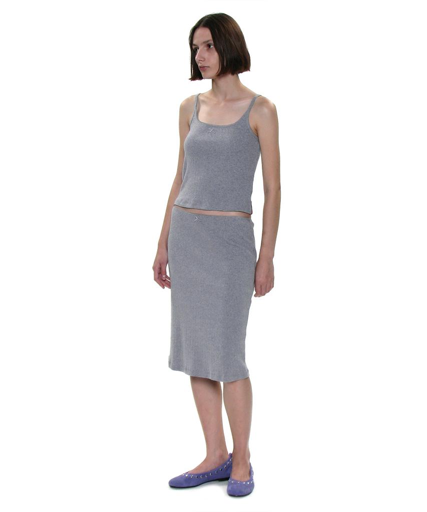 Partimento Woman Pwc Lace Trim Eyelet Midi Skirt_Melange
