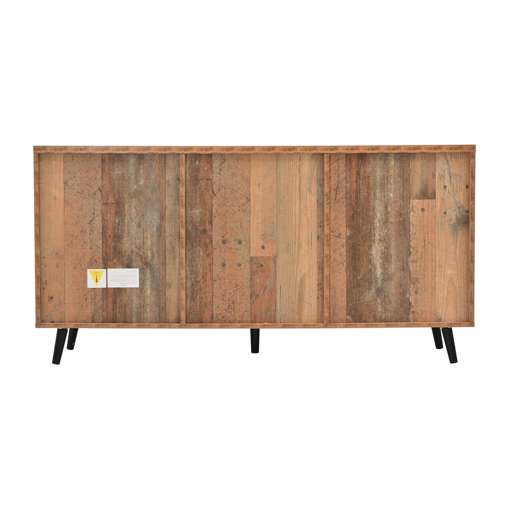 Sideboard TV Cabinet with Adjustable Shelves, Storage Cabinet, Three Drawers, for Living Room, Dining Room, Bedroom, Vintage, Brown, 140cm