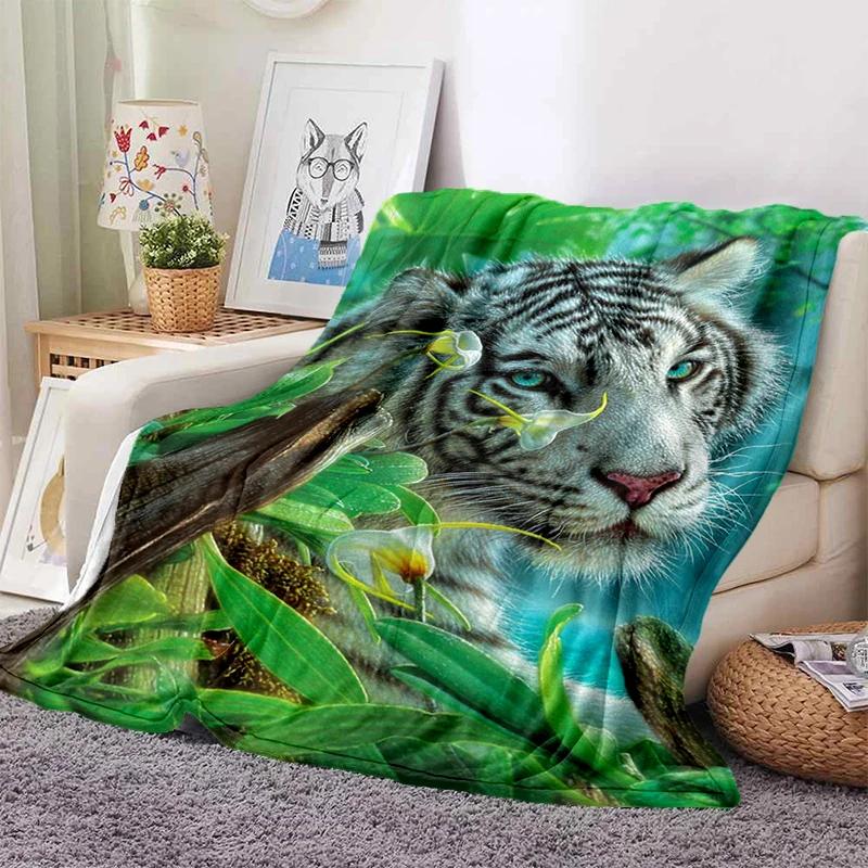3D Tiger Blanket Super Soft For Spring Autumn Modern Line Art Sherpa Blanket Bedspread Throw Travel Dropship