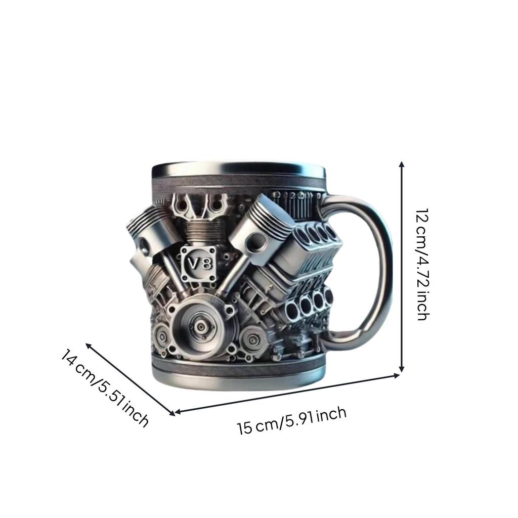 Engine Block Mug Industrial Mechanical for Car Enthusiasts, Mechanics
