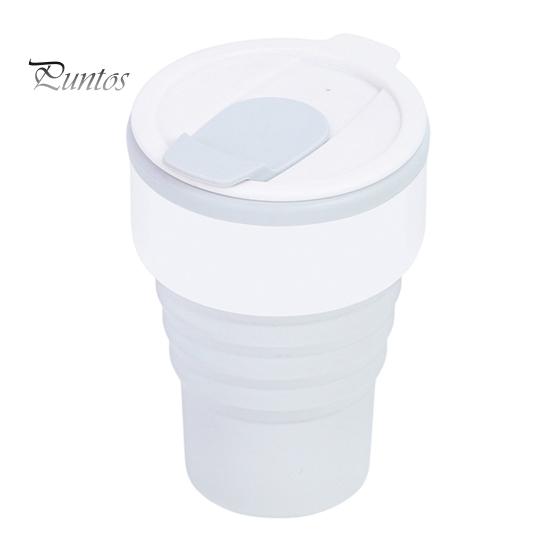 

Складна силіконова дорожня чашка 12 унцій Портативна складана кавова кружка для кемпінгу, піших походів, поїздок на роботу Герметична Екологічна пляшка для води з широким горлом сірий