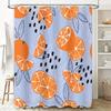 Vibrant Orange Slice Shower Curtain for a Fresh Bathroom, Featuring Juicy Oranges and Leaves On a Light Blue Background