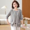 Ensemble Cardigan Tricot Élégant Printemps & Automne pour Femmes d'Âge Moyen & Seniors - Ensemble Deux Pièces Manteau Pull & Haut T-shirt Début d'Été.