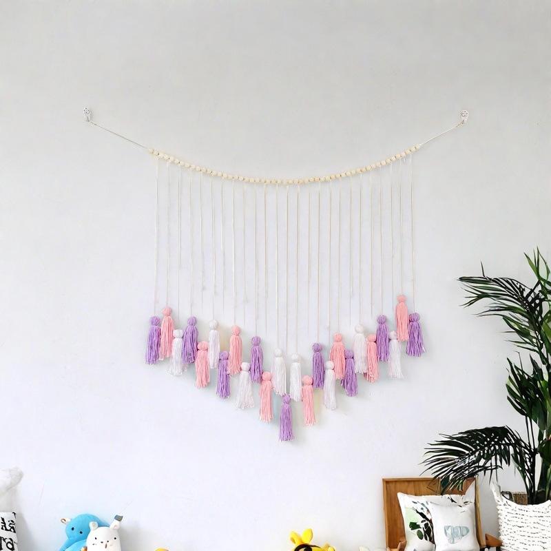 Bohemian Tassel Tapestry Wall Hanging for Children's Room Decor