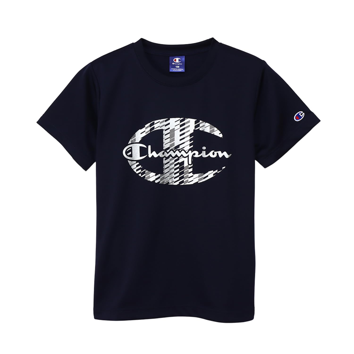 

Champion Футболка с коротким рукавом и графическим логотипом для школьников, Круглый вырез, Быстросохнущая, Принт, Для мальчиков, Темно-синяя, CK-ZS315