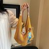 Carto Figure Hollow Mesh Knit Shoulder Bag,Beach Vacati Slouchy Chic Tote Bag,Lightweight Laid-Back Casual Women Handbag