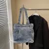 Denim Tasche Damen Pendler Große Kapazität Achseltasche Tragetasche Schultertasche