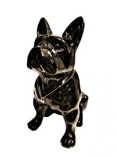 Ceramiczny Pies Buldog Czarny H32 Figura