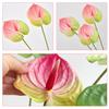 6Pcs Artificial Anthurium Flower Bouquet Lifelike Plastic Stem Decor for Wedding Party Bedroom Living Room Photo Prop