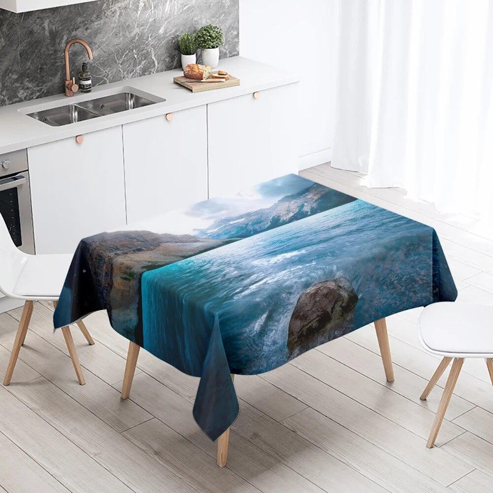 Scenery Printed Tablecloth Stain Resistant Waterproof Wedding Party Restaurant Banquet Decoration Home Table