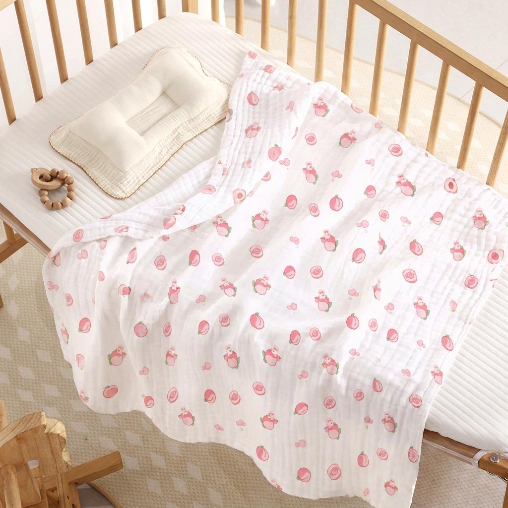 110x110cm High Density Pure Cotton Six-Layer Gauze Baby Bath Towel and Toddler Blanket