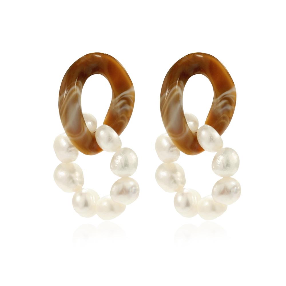 Boho Style Geometric Acrylic Irregular Pearl Circle Drop Earrings for Women Fashion Statement Dangle Earring Wedding Jewelry