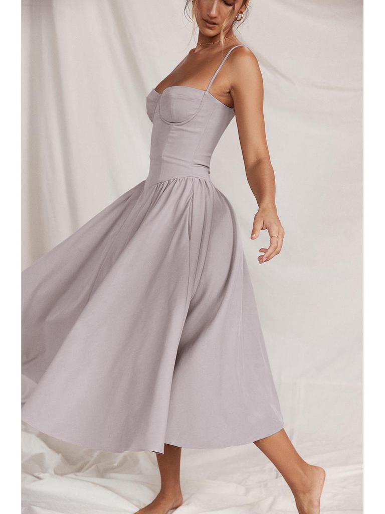 2024 French Retro Long Slip Dress - Court Style Dopamine Outfit