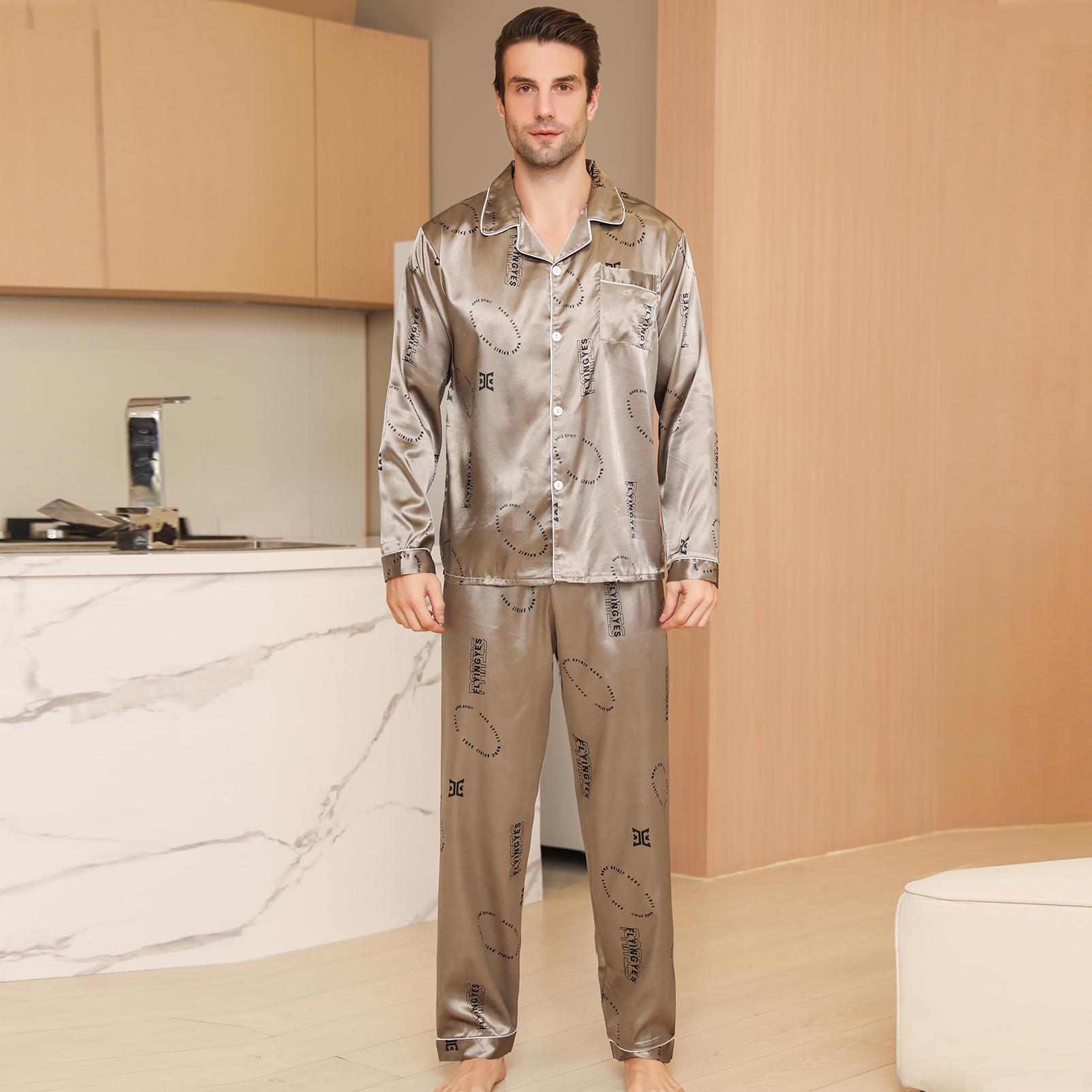 

Мужская пижама Moolmeyno Ice Silk с длинными рукавами и брюками L чёрный