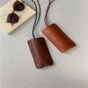 PU Leather Lanyard Glasses Bag Solid Color Hanging Neck Sunglasses Storage Bags Eyeglasses Holder Women Men Travel Eyewear Case