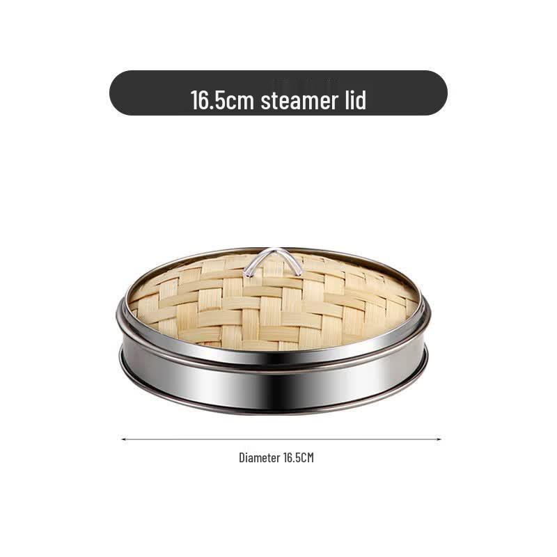 Bamboo Steamer with Stainless Steel Rim