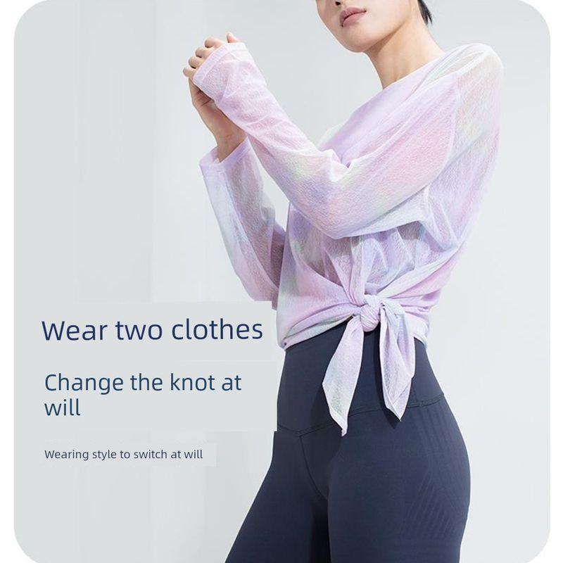 

Спортивные топы Женские Свободные Тонкие и Дышащие Одежда для Тренировок Футболка с Длинными Рукавами Одежда для Йоги Раздельный Тай-Дай Сетчатая Верхняя Одежда Лето Watercolor dyeing Free size (40.00kg -65.00kg)